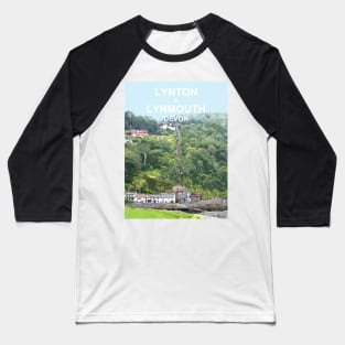 Lynton Lynmouth North Devon Cliff Railway Travel location poster Baseball T-Shirt